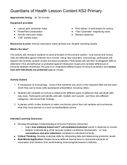 Guardians of Health: Primary KS2 Lesson Resources