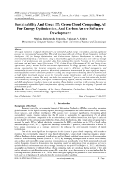 Sustainability And Green IT: Green Cloud Computing, AI For Energy Optimization, And Carbon Aware Software Development