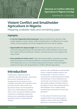 Violent Conflict and Smallholder
Agriculture in Nigeria:
 Mapping available data and remaining gaps