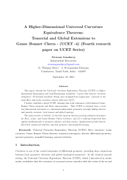 A Higher-Dimensional Universal Curvature Equivalence Theorem:- Tensorial and Global Extensions to Gauss--Bonnet-Chern - (UCET -4) (Fourth research paper on UCET Series)