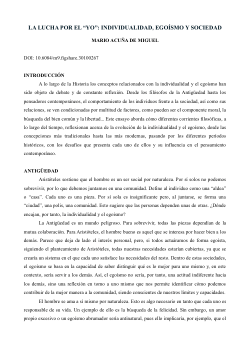LA LUCHA POR EL "YO": INDIVIDUALIDAD, EGOÍSMO Y SOCIEDAD. MARIO ACUÑA DE MIGUEL