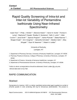 Rapid Quality Screening of Intra-lot and Inter-lot Variability of Pentamidine Isethionate Using Near-Infrared Spectrometry