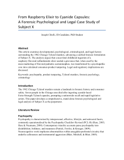 From Raspberry Elixir To Cyanide Capsules: A Forensic and Legal Case Study of Subject X