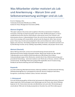 Motivation durch Lob und Anerkennung?