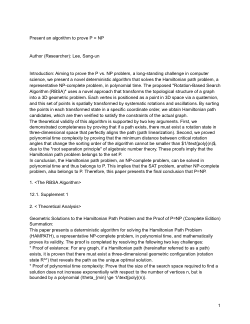 Present an algorithm to prove P = NP