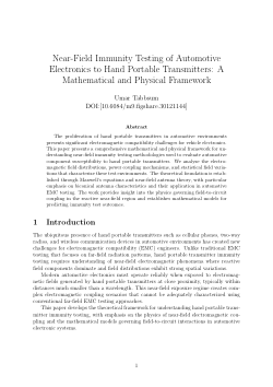 Near-Field Immunity Testing of Automotive Electronics to Hand Portable Transmitters: A Mathematical and Physical Framework