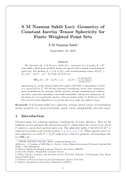 S M Nazmuz Sakib Loci: Geometry of Constant Inertia–Tensor Sphericity for Finite Weighted Point Sets