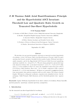 S M Nazmuz Sakib Axial Band-Dominance Principle and the Hyperboloidal ASCI Invariant: Threshold Law and Quadratic Ratio Growth on Truncated One-Sheet Hyperboloids