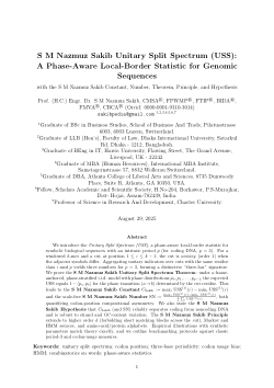 S M Nazmuz Sakib Unitary Split Spectrum (USS): A Phase-Aware Local-Border Statistic for Genomic Sequences