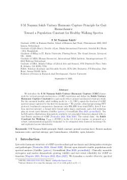 S M Nazmuz Sakib Unitary Harmonic Capture Principle for Gait Biomechanics: Toward a Population Constant for Healthy Walking Spectra