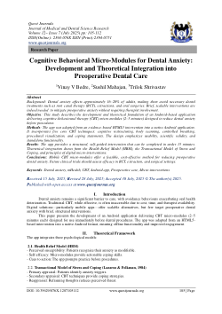 Cognitive Behavioral Micro-Modules for Dental Anxiety: Development and Theoretical Integration into Preoperative Dental Care