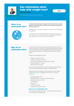 Can elimination diets help with weight loss?