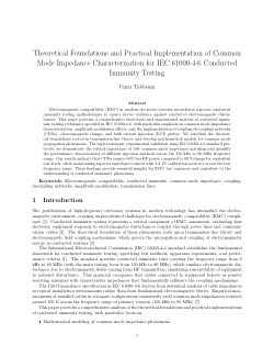 Theoretical Foundations and Practical Implementation of Common Mode Impedance Characterization for IEC 61000-4-6 Conducted Immunity Testing