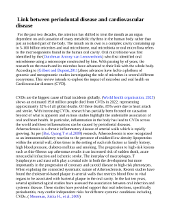 Association between Periodontal diseases and Cardiovascular diseases