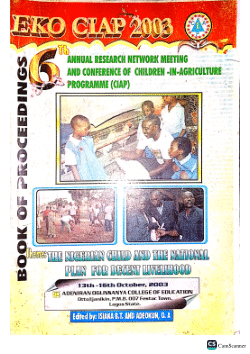 <b>Children’s Participation in Small-Scale Poverty Alleviation Activities in Ido Local Government Area Oyo State Nigeria.</b>