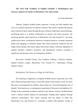 The Oral Folk Tradition of English Football: A Mythological and Literary Analysis of Chants at Manchester City and Arsenal