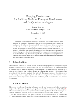 Clapping Decoherence: An Auditory Model of Emergent Randomness and Its Quantum Analogues