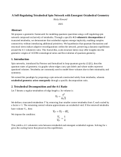 Self-Regulating Tetrahedral Spin Network with Emergent Octahedral Geometry
