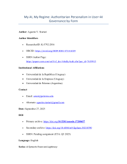 My AI, My Regime: Authoritarian Personalism in User–AI Governance by Form