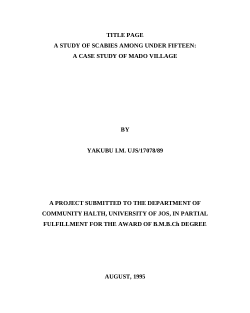 A STUDY OF SCABIES AMONG UNDER FIFTEEN: A CASE STUDY OF MADO VILLAGE