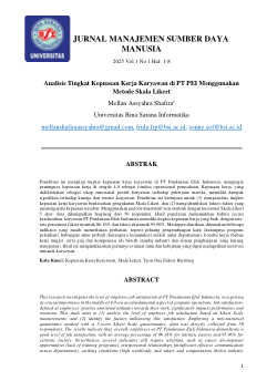 Analisis Tingkat Kepuasan Kerja Karyawan di PT PEI Menggunakan Metode Skala Likert