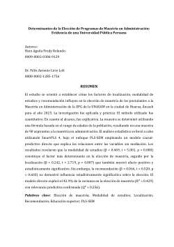 Determinantes de la Elección de Programas de Maestría en Administración: Evidencia de una Universidad Pública Peruana