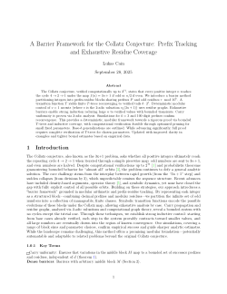 A framework towards verifying the Collatz Conjecture through a novel barrier method.