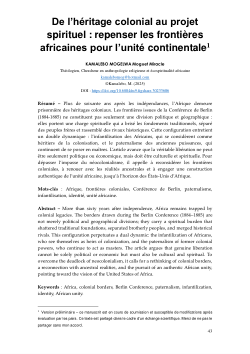 De l'héritage colonial au projet spirituel: repenser les frontières africaines pour l'unité continentale