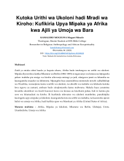 Kutoka Urithi wa Ukoloni hadi Mradi wa Kiroho: Kufikiria Upya Mipaka ya Afrika kwa Ajili ya Umoja wa Bara