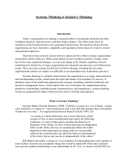 Systems Thinking is Inclusive Thinking