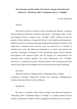 The Grotesque and the Gothic: The Literary Lineage from Sherwood Anderson’s “Winesburg, Ohio” to Stephenie Meyer’s “Twilight”