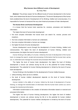 <b>Why Humans Have Different Levels of Development</b>