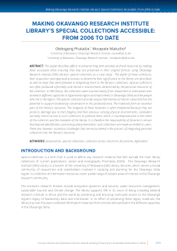 Making Okavango Research Institute Library's special collections accessible: From 2006 to date