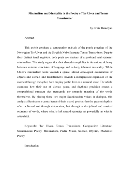 Minimalism and Musicality in the Poetry of Tor Ulven and Tomas Tranströmer
