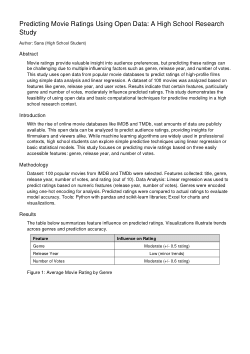 Predicting Movie Ratings Using Open Data: A High School Research
