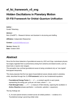 <b>Hidden Oscillations in Planetary Motion</b>: <i>The Ef–FSI Framework </i><b>(Version v5)</b>