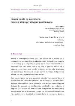 Pensar desde la intemperie: función utópica y devenir posthumano