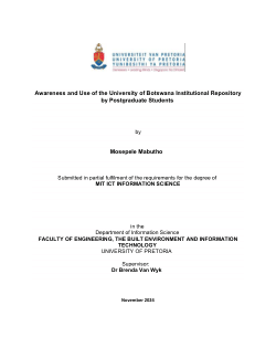 Awareness and Use of the University of Botswana Institutional Repository by Postgraduate Students