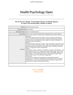 <b><i>Ageing with Purpose: Health Agency and Empowerment in Later Life through the A.R.I.S.E. Model in Ghana</i></b><i>.</i>