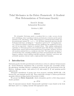 Tidal Mechanics in the Fabric Framework: A Gradient Flow Reformulation of Newtonian Gravity