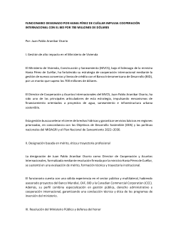 Juan Pablo Aranibar Osorio funcionario designado mpulsa cooperación internacional con el BID por 700 millones de dólares
