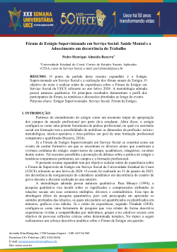 Fórum de Estágio Supervisionado em Serviço Social: Saúde Mental e o Adoecimento em decorrência do Trabalho