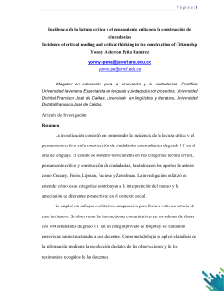 Incidencia de la lectura crítica y el pensamiento crítico en la construcción de ciudadanías