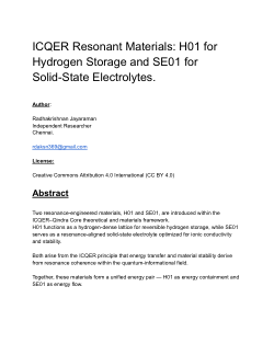 ICQER Resonant Materials: H01 forHydrogen Storage and SE01 forSolid-State Electrolytes.