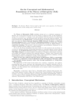 <i>On the Conceptual and Mathematical Foundations of the Theory of Entropicity (ToE): An Alternative Path toward  Quantum Gravity</i>