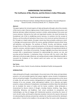 HARMONISING THE EXISTENCE: The Confluence of Ṛta, Dharma, and the Divine in Indian Philosophy