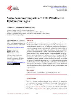 Socio-Economic Impacts of 1918-19 InfluenzaEpidemic in Lagos