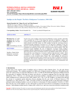 Smallpox in the Punjab: The Role of Indigenous Vaccinators, 1900-1928