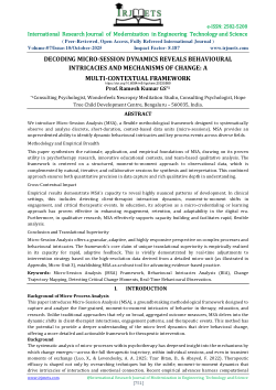 DECODING MICRO-SESSION DYNAMICS REVEALS BEHAVIOURAL  INTRICACIES AND MECHANISMS OF CHANGE: A MULTI-CONTEXTUAL FRAMEWORK