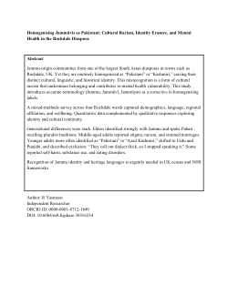 <b><i>Homogenising Jammūvīs as Pakistani: Cultural Racism, Identity Erasure, and Mental Health in the Rochdale Diaspora</i></b>